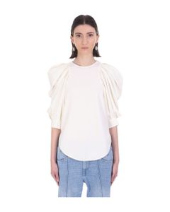 Surya Blouse In White Wool And Polyester