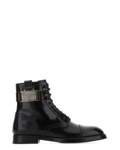 Dolce & Gabbana Branded Plate Lace-Up Boots