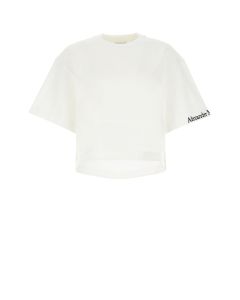 Alexander McQueen Logo Embroidered Cropped T-Shirt