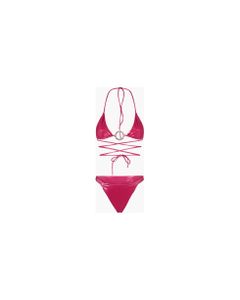Fuchsia Bikini Set With Crystal Embellishments