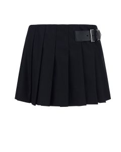 Prada Logo Detailed Pleated Mini Skirt