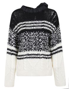 REDValentino Bow Detailed Striped Sweater