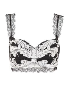 Versace Baroque Pattern Sleeveless Cropped Top