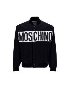 Moschino Logo Printed Buttoned Bomber Jacket