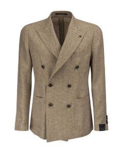 Linen And Wool Blend Double-breasted Jacket