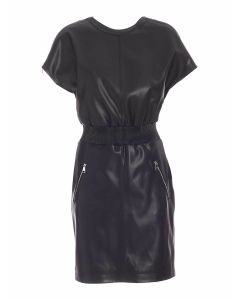 Synthetic leather dress in black