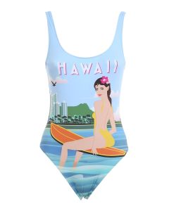 Hawaii print one-piece swimsuit
