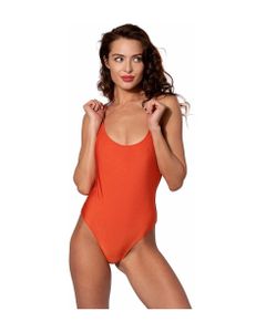 Shiny Orange One Piece Swimsuit