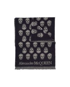 Alexander Mcqueen Man's Reversible Wool Skull Scarf