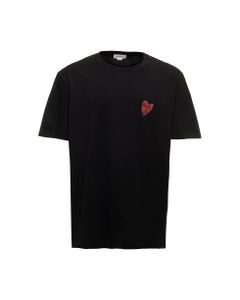 Black Cotton T-shirt With Heart Print Alexander Mcqueen Man