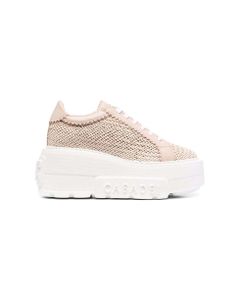 Casadei Woman's Chunky Pink Woven Fabric Sneakers