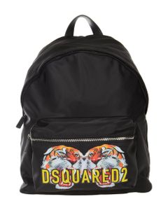 Tiger Logo Print Backpack