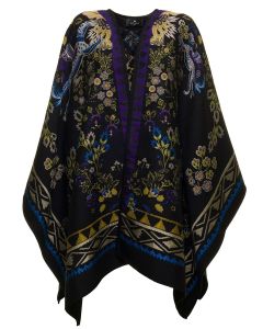 Etro Floral Embroidered Open-Front Cape