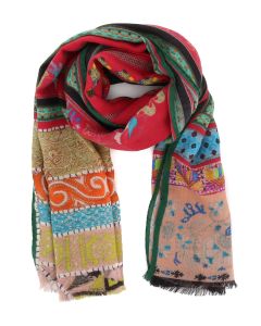 Patterned wool and silk scarf
