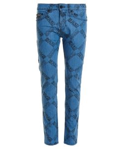 Versace Jeans Couture All-Over Logo Straight-Leg Jeans