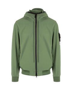 Man Olive Green Jacket In Light Soft Shell-r