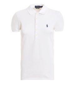 Slim fit white cotton polo shirt