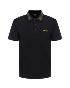 Versace Logo Embroidered Short Sleeved Polo Shirt