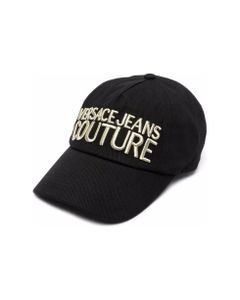 Versace Jeans Couture Woman's Black Cotton Cap With Embroidered Logo