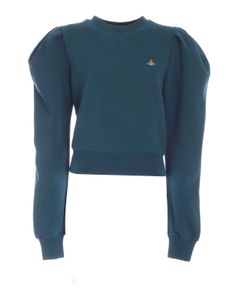Puff sleeve sweatshirt in teal color