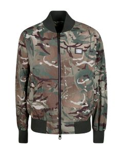 Logo Patched Camouflage Bomber