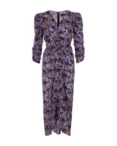 Woman Albini Long Dress In Purple Floral Silk