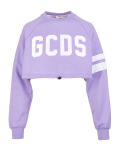GCDS Logo Printed Crewneck Cropped Sweatshirt
