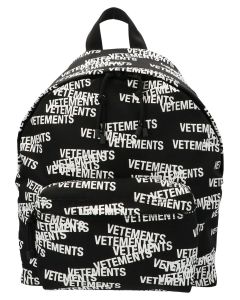 Vetements Allover Logo Printed Zipped Backpack