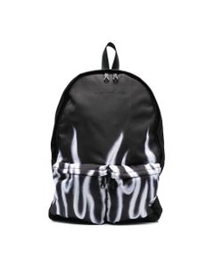 Polyester Black Backpack W/white Spray Flames