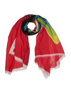 Paul Smith Abstract-Printed Frayed Edge Scarf