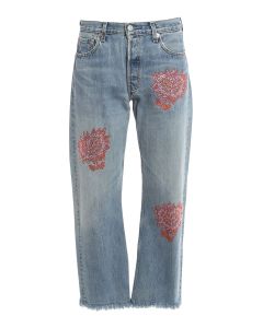 Rhinestone flowers jeans