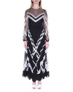 TWINSET Lace-Trim Detailed Crewneck Midi Dress