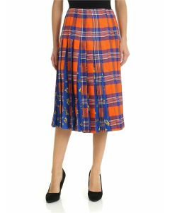 Kilt skirt in orange and electric blue