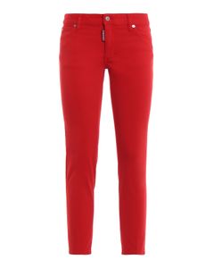 Red medium waist cropped twiggy jeans