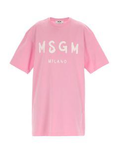 MSGM Logo Printed Crewneck T-Shirt Dress