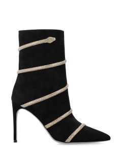 René Caovilla Rhinestone-Embellished High-Ankle Boots