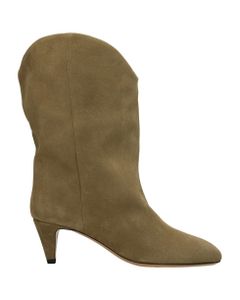 Dernee High Heels Ankle Boots In Taupe Suede