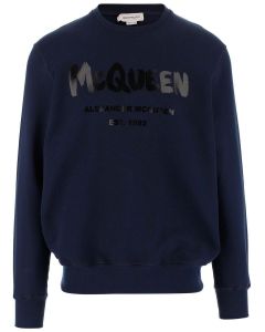 Alexander McQueen Logo Printed Drop-Shoulder Sweatshirt