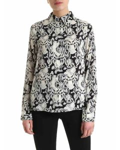 Viscose and silk shirt in black and white