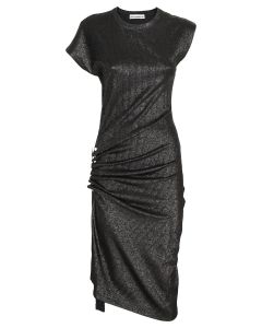 Paco Rabanne Lurex Jersey Draped Midi Dress