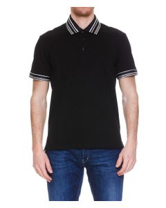 Versace Striped-Edge Short-Sleeved Polo Shirt