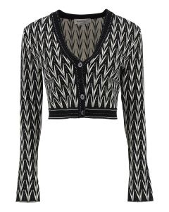 Alexander McQueen Geometric Pattern Cropped Knitted Cardigan