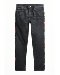 Polo Ralph Lauren Geometric Embroidered Cropped Boyfriend Jeans