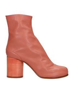 High Heels Ankle Boots In Rose-pink Leather