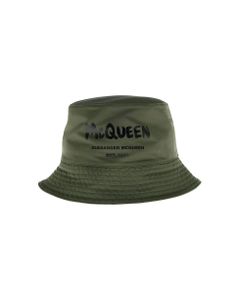 Bucket Nylon Hat With Logo Print