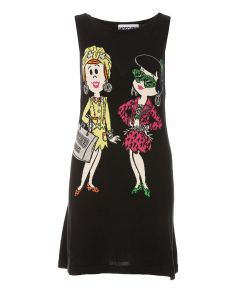Moschino Graphic Intarsia Knitted Sleeveless Dress