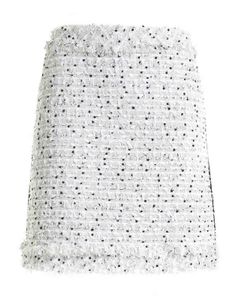 Fringes bouclé skirt in ice color