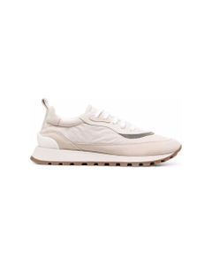 Runner Low Beige Fabric And Leather Sneakers Brunello Cucinelli Woman