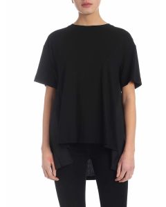 Pleated t-shirt in black