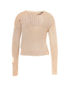 Chiara Ferragni Glitter-Effect Rip-Detail Knit Sweater